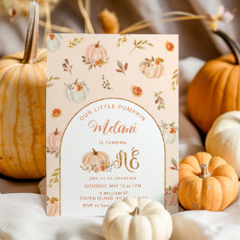 Invitación Nuestro Pastel de Calabaza Primer chica Cumpleaños