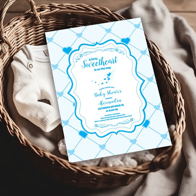 Invitación Nuestro pequeño amor azul San Valentín Baby Shower (Subido por el creador)