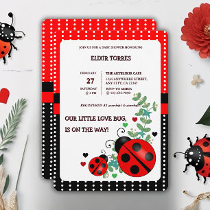 Invitación Nuestro pequeño amor Bug Red Black Baby Shower