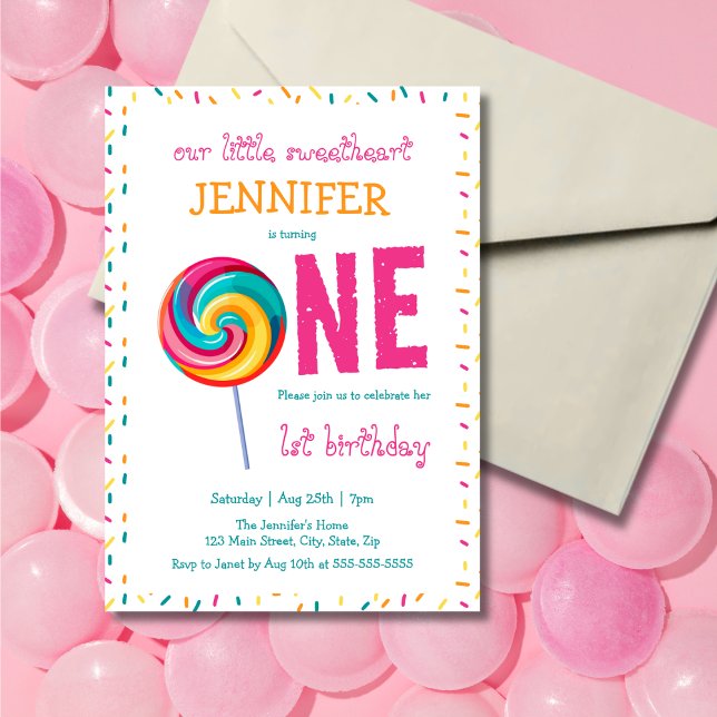 Invitación Nuestro pequeño amor Lollipop primer cumpleaños (Subido por el creador)
