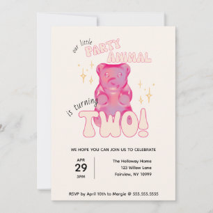 Invitación Nuestro pequeño animal Fiesta gummy lleva segundo