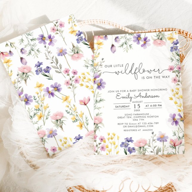 Invitación Nuestro pequeño Baby Shower botánico de Wildflower (Subido por el creador)