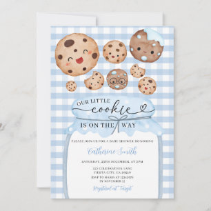 Invitación Nuestro Pequeño Baby Shower Cookie En Jar Blue Gin