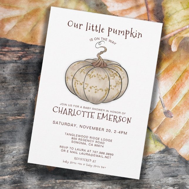 Invitación Nuestro pequeño Baby Shower de calabaza (Subido por el creador)