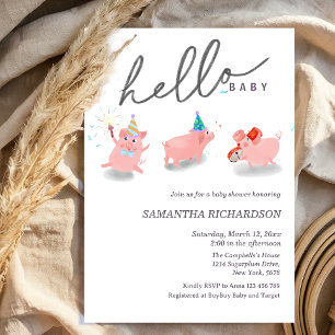 Invitación Nuestro pequeño baby shower de cerdito