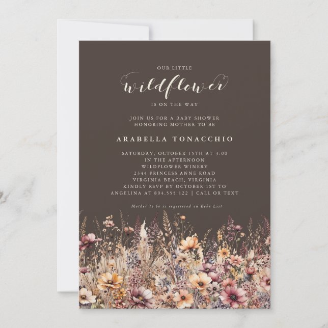 Invitación Nuestro pequeño Baby Shower floral de flor silvest (Anverso)