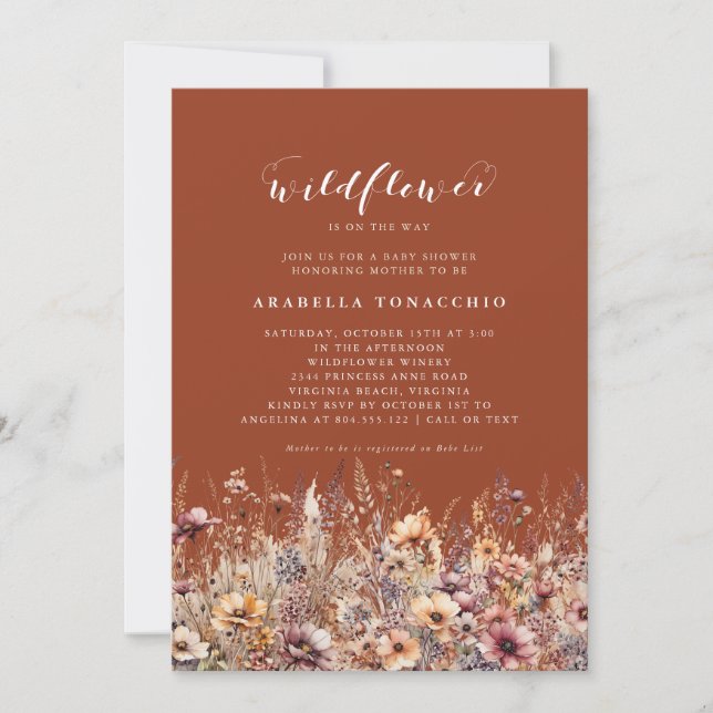 Invitación Nuestro pequeño Baby Shower floral de flor silvest (Anverso)
