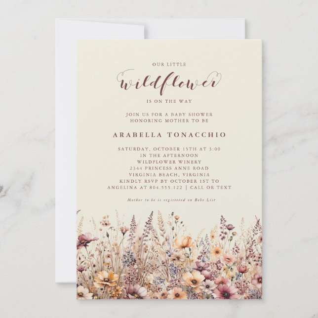 Invitación Nuestro pequeño Baby Shower floral de flor silvest (Anverso)