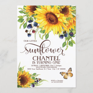 Invitación Nuestro pequeño boho de cumpleaños de girasol