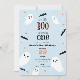 Invitación Nuestro pequeño Boo Azul Halloween Primer Cumpleañ