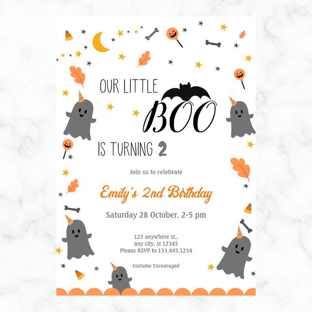 Invitación Nuestro pequeño Boo Chica Cumpleaños de Halloween  (Subido por el creador)