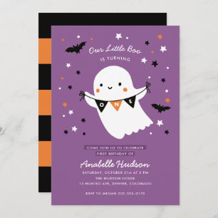 Invitación Nuestro Pequeño Boo Cute Niños Halloween Primer Cu