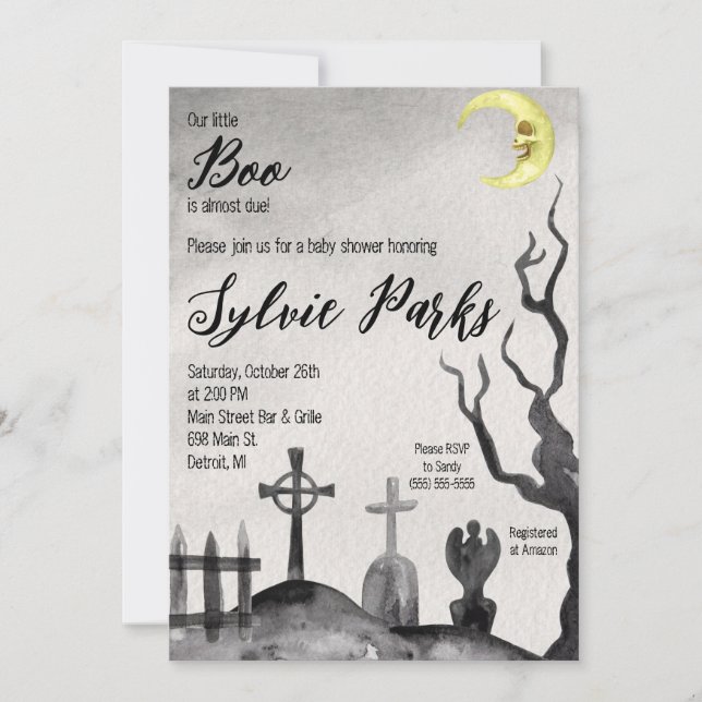 Invitación Nuestro pequeño BOO es casi el Debido Graveyard Ba (Anverso)
