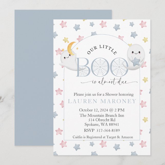Invitación Nuestro Pequeño Boo está a punto de llegar a Hallo (Anverso / Reverso)