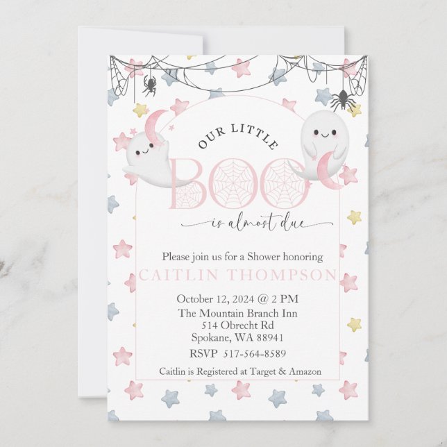 Invitación Nuestro Pequeño Boo está casi a punto de llegar a  (Anverso)
