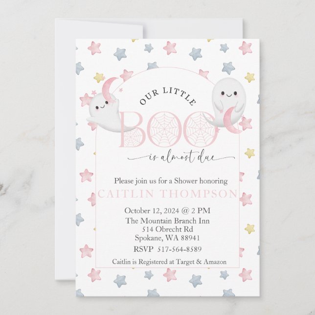 Invitación Nuestro Pequeño Boo está casi a punto de llegar a  (Anverso)