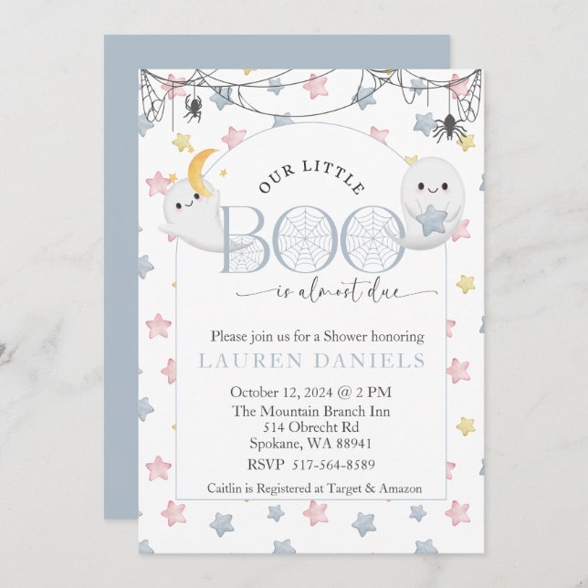 Invitación Nuestro Pequeño Boo está casi a punto de llegar a  (Anverso / Reverso)