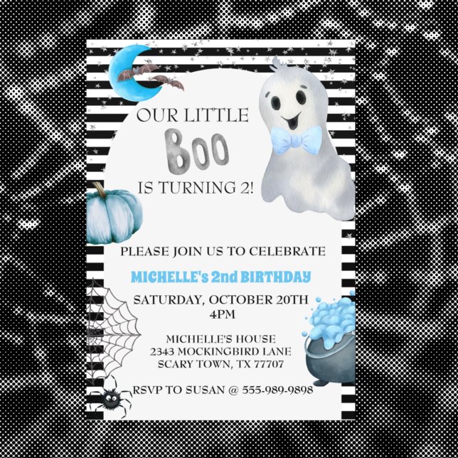 Invitación Nuestro pequeño Boo lindo fiesta de cumpleaños azu (Subido por el creador)