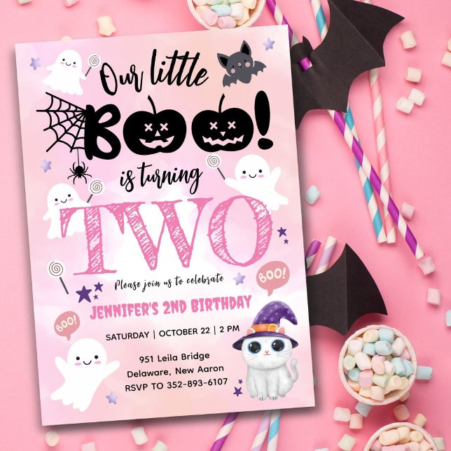 Invitación Nuestro Pequeño Boo Se Está Volviendo Dos | Cumple (Subido por el creador)