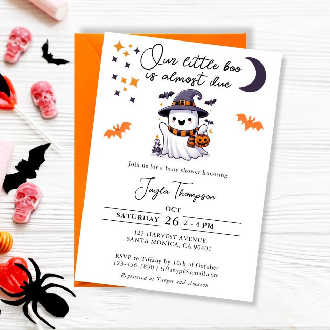 Invitación Nuestro Pequeño Bote Casi Se Debe A Baby Shower (A little boo is almost due invitation)