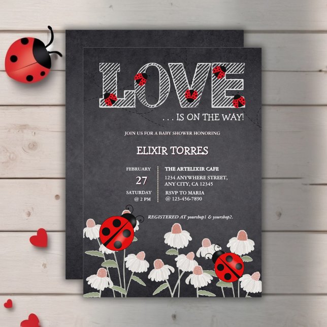 Invitación Nuestro Pequeño Bug De Amor Chalkboard Baby Shower (Subido por el creador)