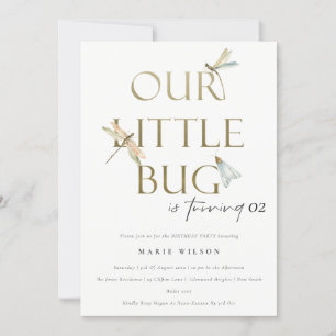 Invitación Nuestro Pequeño Bug Gold Dragonfly Cualquier Cumpl