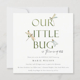 Invitación Nuestro Pequeño Bug Green Dragonfly Cualquier Cump