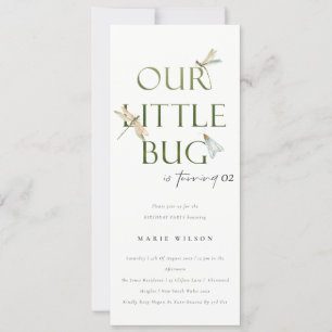 Invitación Nuestro Pequeño Bug Green Dragonfly Cualquier Cump