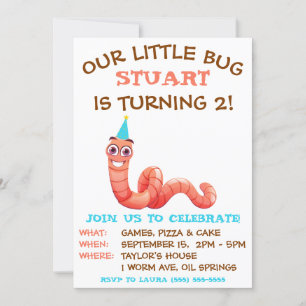 Invitación Nuestro Pequeño Bug, Gusano Terrestre, Fiesta de C