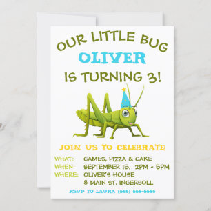 Invitación Nuestro Pequeño Burro, Grasshopper, Fiesta de Cump