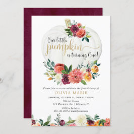 Invitación Nuestro pequeño calabaza cae chica floral primer c