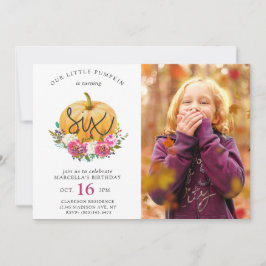 Invitación Nuestro pequeño calabaza cae floral 6to cumpleaños