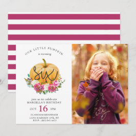 Invitación Nuestro pequeño calabaza cae floral 6to cumpleaños
