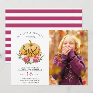 Invitación Nuestro pequeño calabaza cae floral 6to cumpleaños