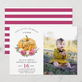 Invitación Nuestro pequeño calabaza cae floral segundo cumple