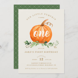 Invitación Nuestro pequeño Calabaza Primer Cumpleaños