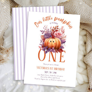 Invitación Nuestro pequeño calabaza primer cumpleaños otoño