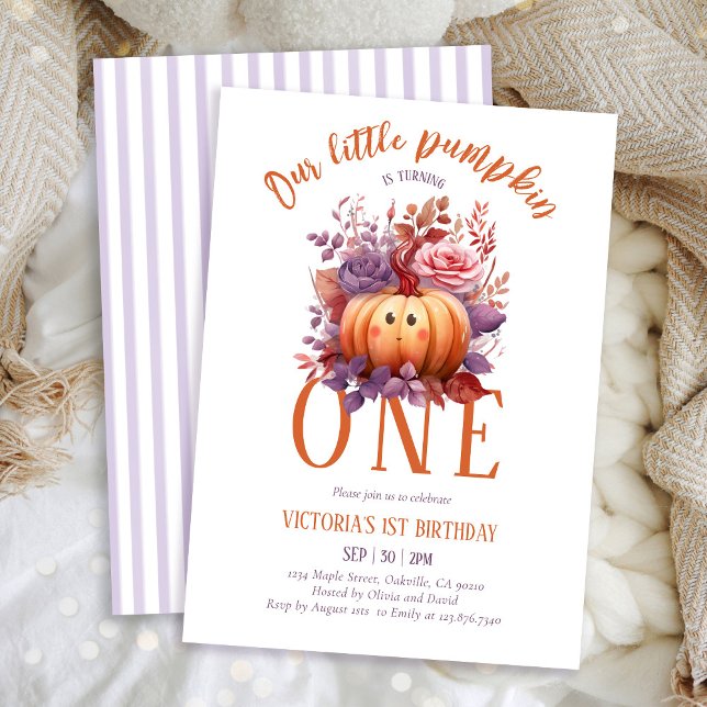Invitación Nuestro pequeño calabaza primer cumpleaños otoño (Subido por el creador)