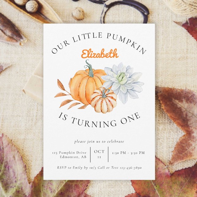 Invitación Nuestro pequeño calabaza primer cumpleaños otoño (Subido por el creador)