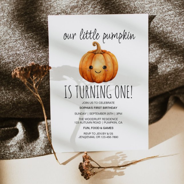 Invitación Nuestro pequeño calabaza primer cumpleaños otoño p (Subido por el creador)