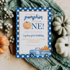 Invitación Nuestro pequeño camión azul de calabaza otoño prim
