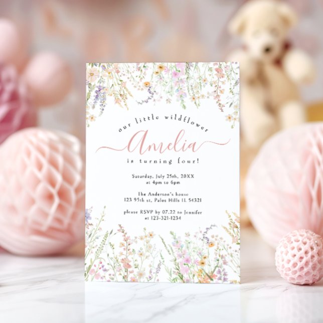 Invitación Nuestro pequeño Chica de cumpleaños de flores silv (Subido por el creador)