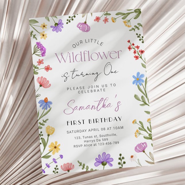 Invitación Nuestro pequeño Chica de Flores Silvestres (Subido por el creador)