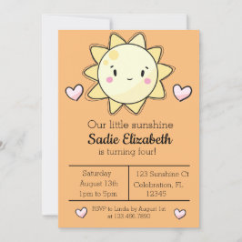 Invitación Nuestro pequeño Chica Sunshine Naranja Cumpleaños
