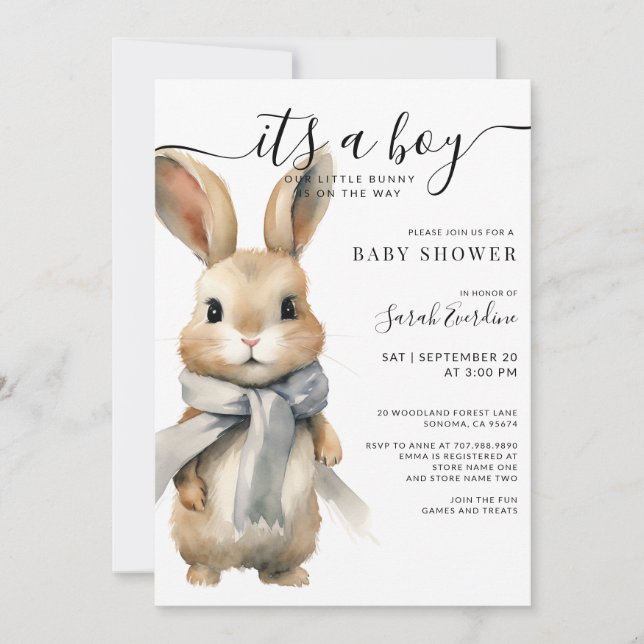 Invitación Nuestro Pequeño Conejo Está En Camino De La Baby S (Anverso)