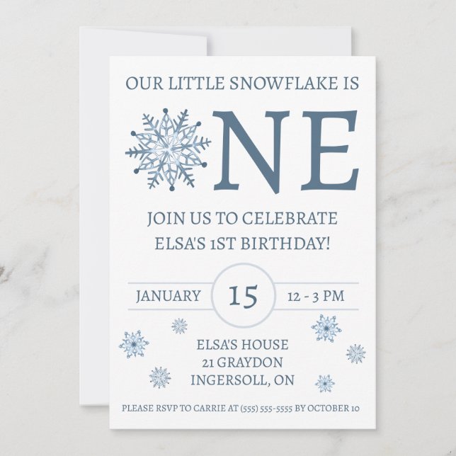 Invitación Nuestro pequeño copo de nieve es uno, fiesta de cu (Anverso)