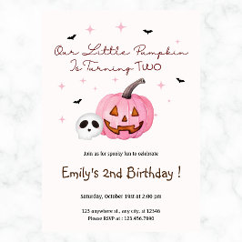 Invitación Nuestro pequeño cumpleaños de calabaza Halloween d