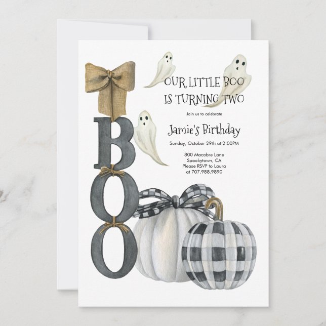 Invitación Nuestro pequeño cumpleaños Halloween (Anverso)