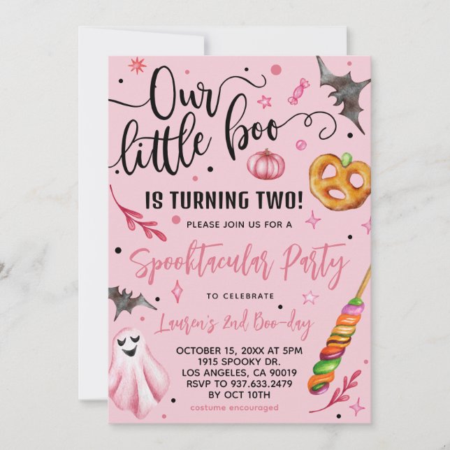 Invitación Nuestro pequeño cumpleaños Halloween (Anverso)
