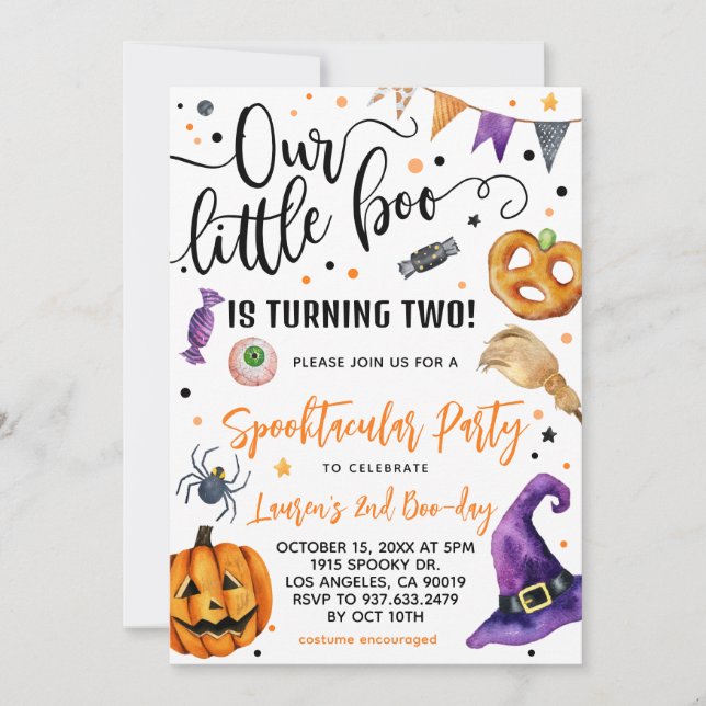 Invitación Nuestro pequeño cumpleaños Halloween (Anverso)